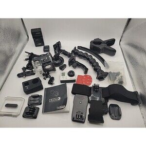 GoPro Hero 3 Silver Camera Accessories Bundle Mounts,Clamps,Head Strap